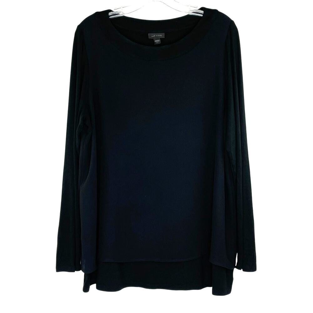 J. Jill Wearever Collection black long sleeve tunic blouse Women's size L petite